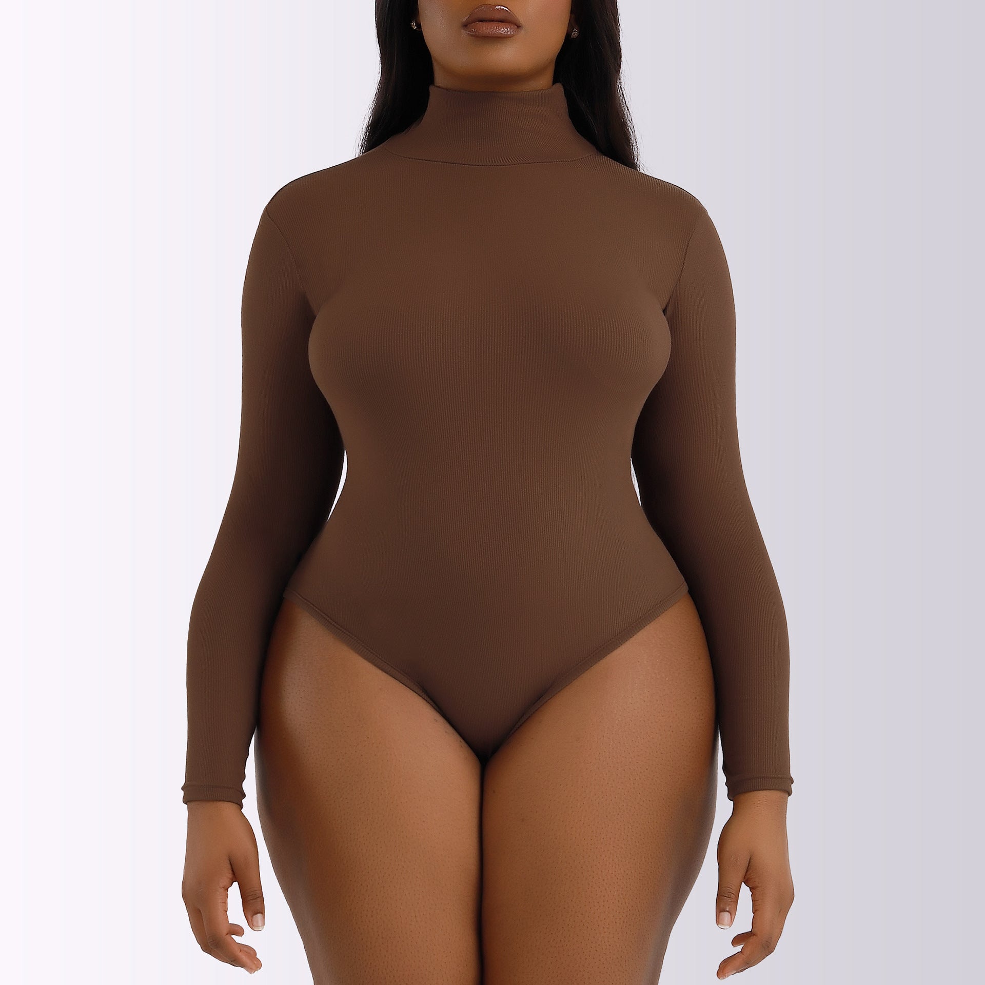 Women's Ribbed High-Neck Long Sleeve Bodysuit – Warm & Sculpting
