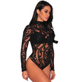 Women's Lace Long Sleeve Bodysuit Romper – Sexy Club Style