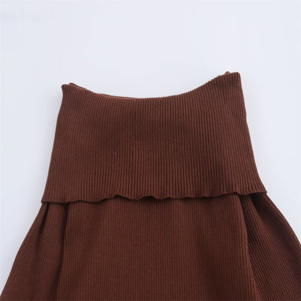 One-Shoulder Knit Maxi Dress – Slim Fit Long Sleeve