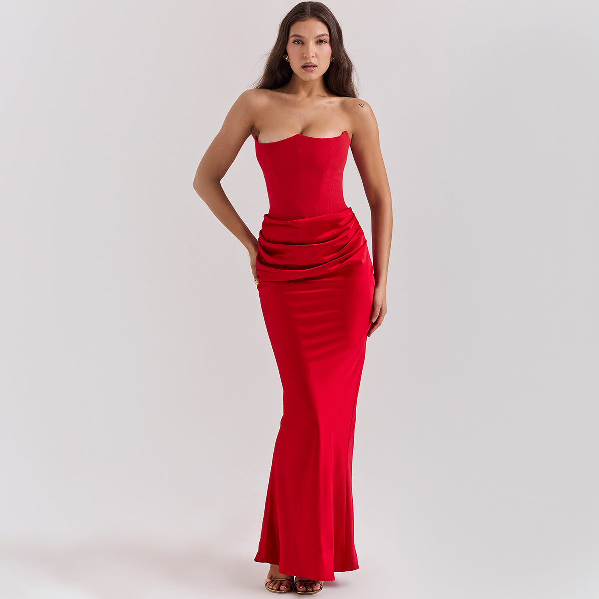 Strapless Backless Slim Fit Evening Dress – Sleeveless Maxi Dress