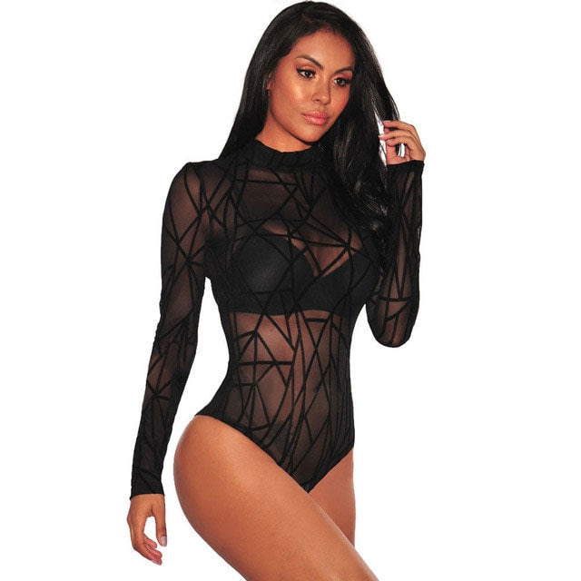 Women's Lace Long Sleeve Bodysuit Romper – Sexy Club Style