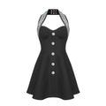 Rhinestone Halter Mini Dress – Waist-Cinching Party Bandage Dress