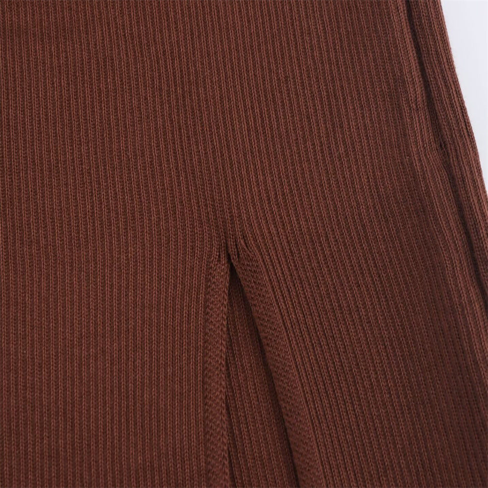 One-Shoulder Knit Maxi Dress – Slim Fit Long Sleeve