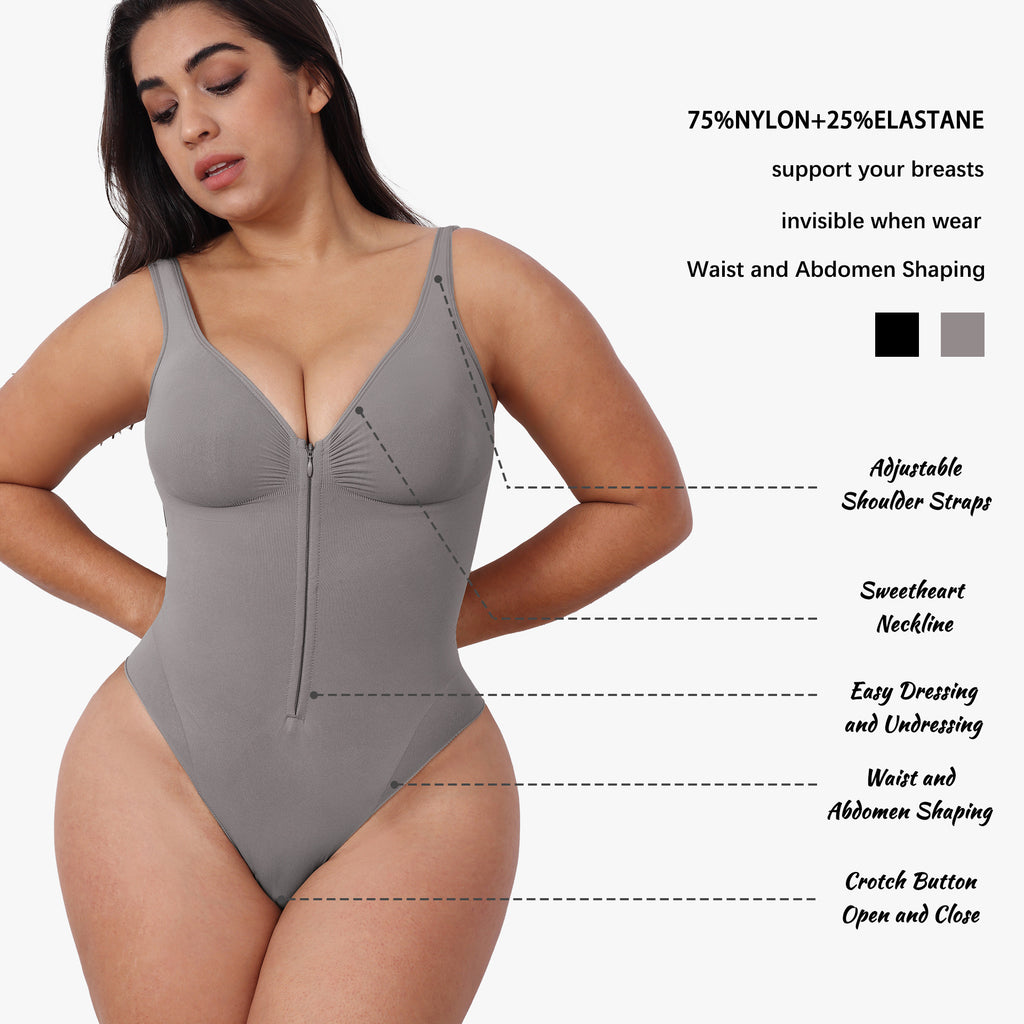 Women's Strapless Shaping Bodysuit – Zipper Back, Thigh-Lifting & Sculpting