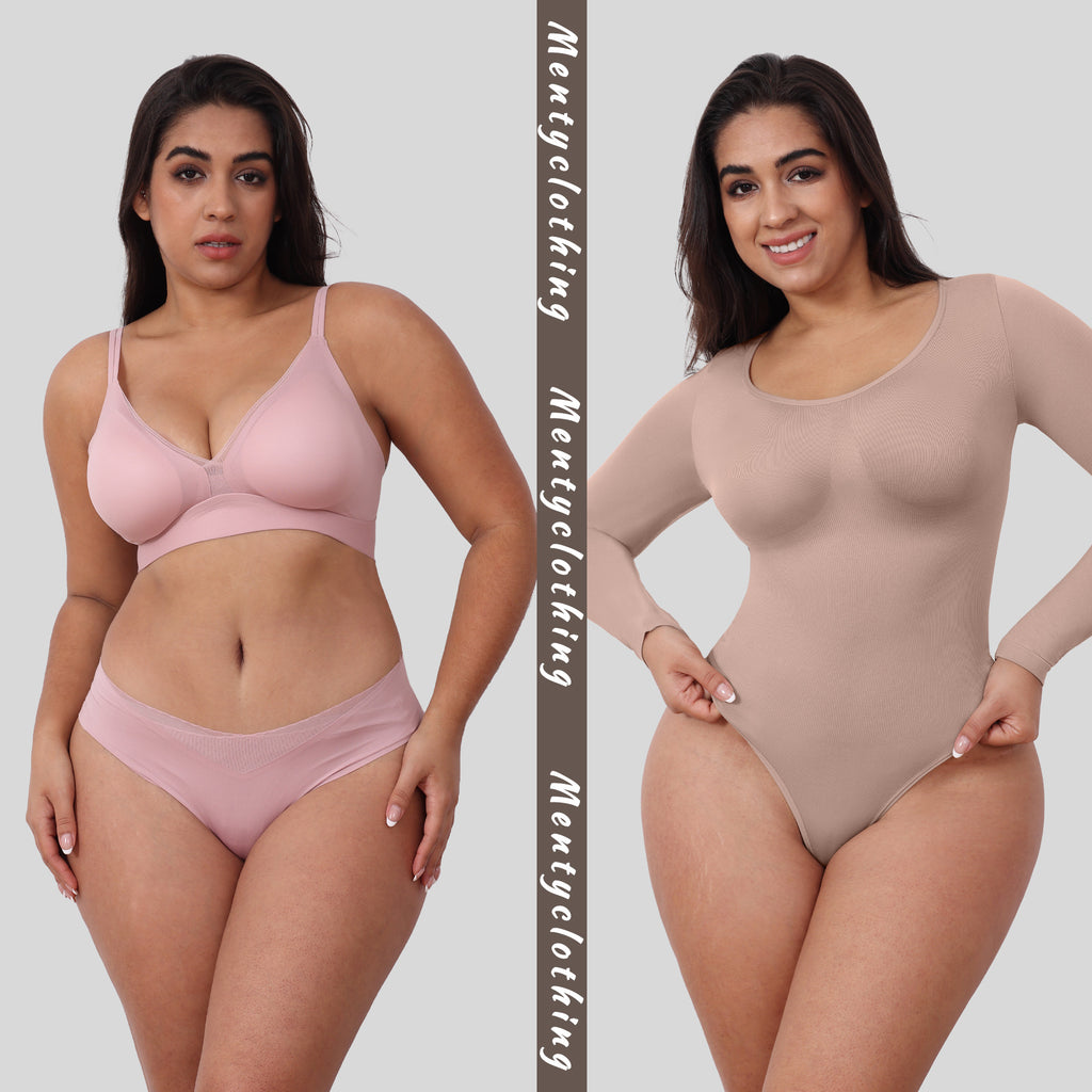 Women's Long Sleeve Thong Shaping Bodysuit – Seamless Sculpting Shapewear