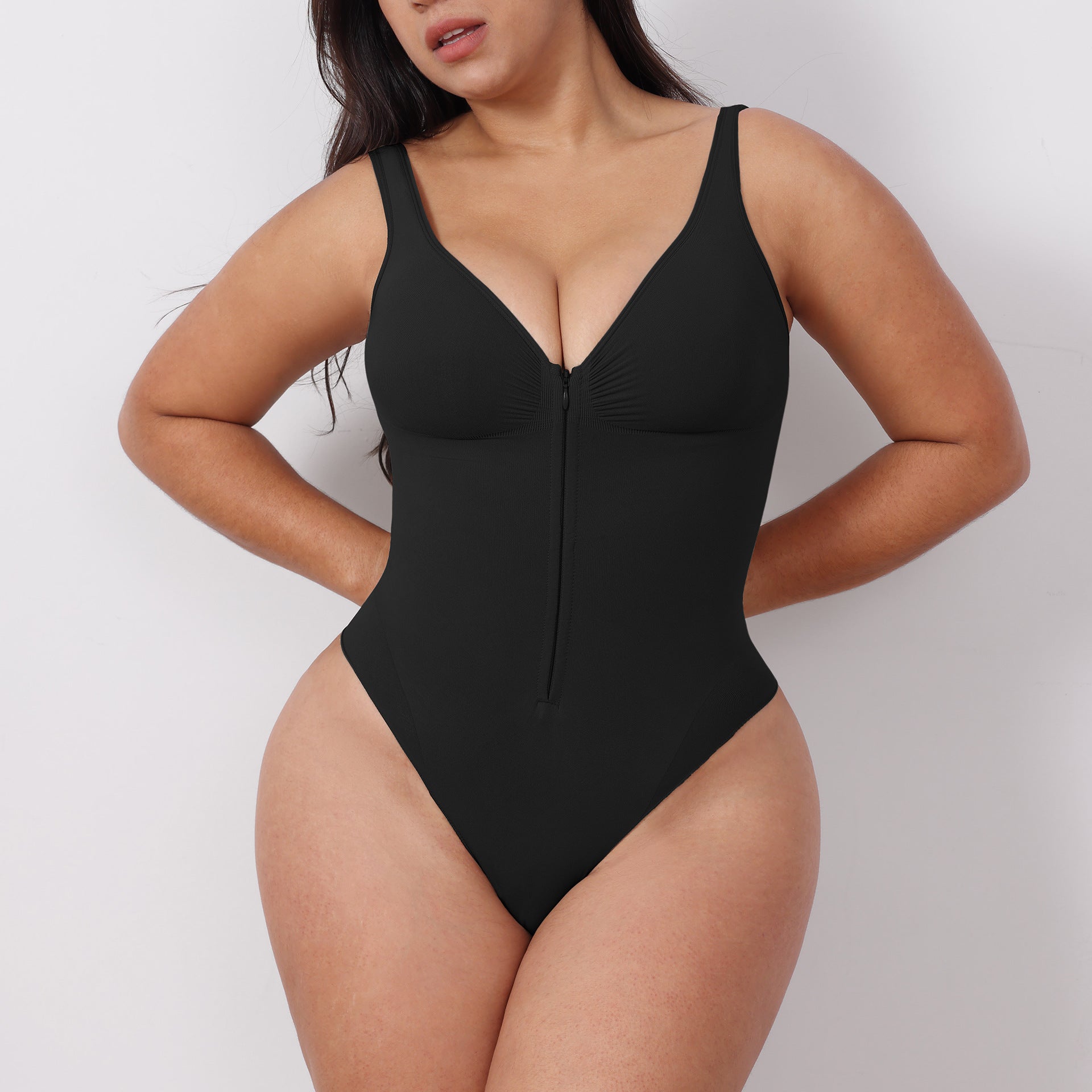 Women's Strapless Shaping Bodysuit – Zipper Back, Thigh-Lifting & Sculpting
