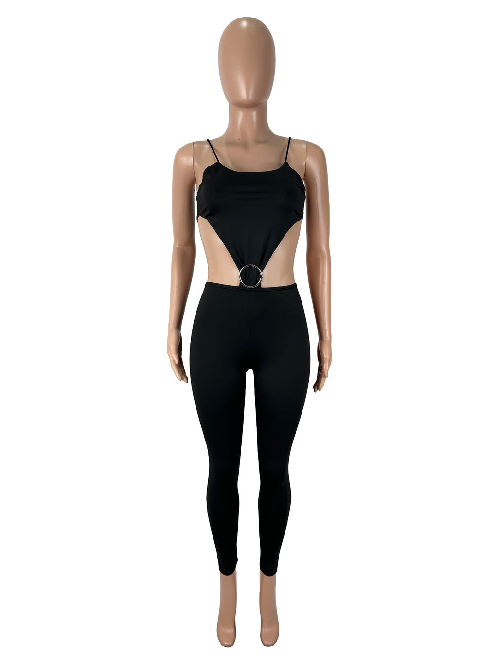 Women's Hollow-Out Strap Bodysuit – Sleeveless Slim-Fit Jumpsuit