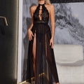 Sheer Lace Backless Nightgown & Maxi Skirt Set – Sexy Lingerie Pyjama Set